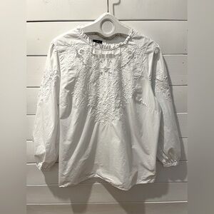 🤍TALBOTS White Embroidered Cotton Blouse – Size 2X